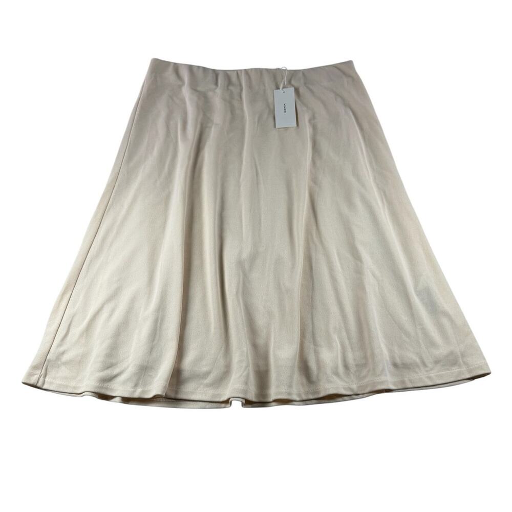 Vince Crepe A-Line Skirt XL Bone Cream Off White Lined Midi Minimalist NWT